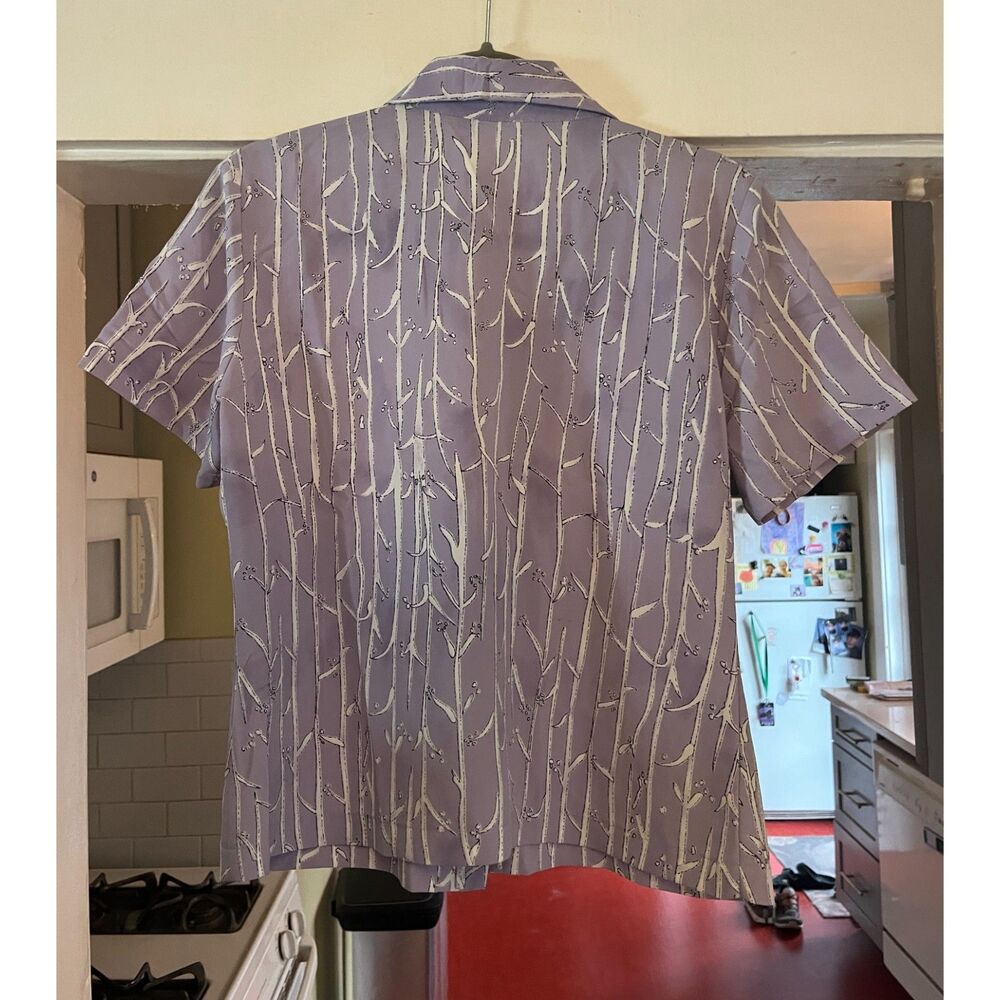 Vintage Salvatore Ferragamo Lilac Tree Print Button Up Shirt Top Women's Size M - Picture 4 of 7